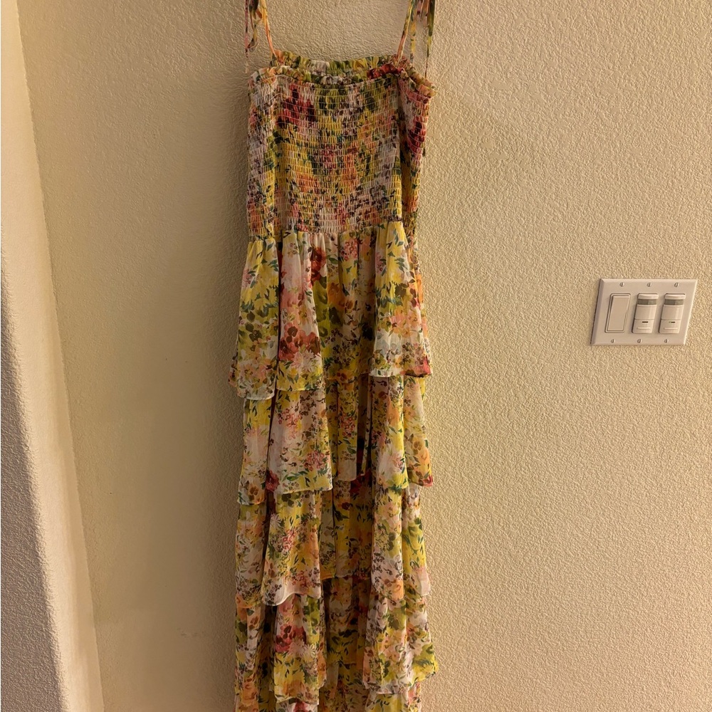 Floral Maxi Dress with Ruffle Layers